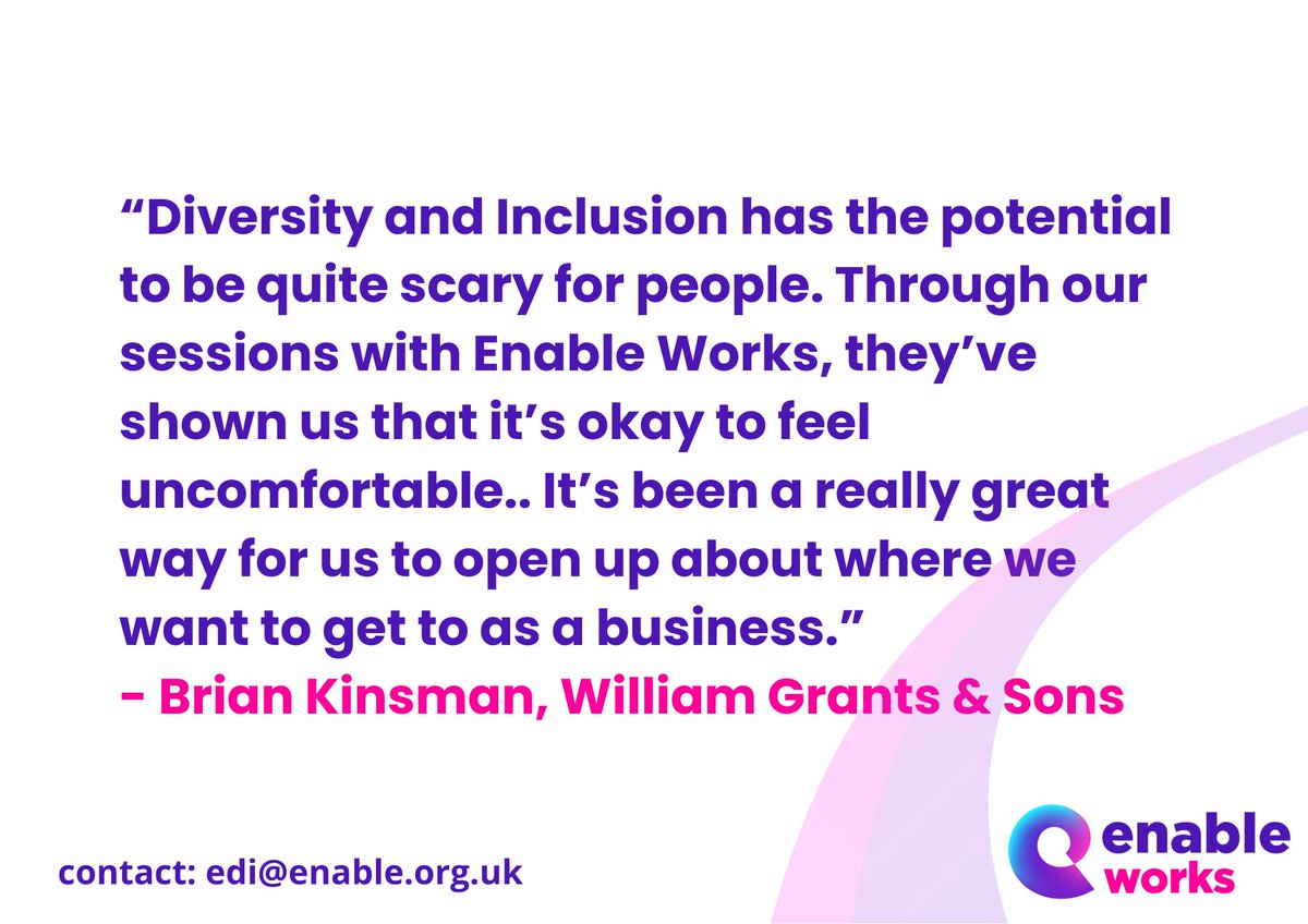 For our final spotlight of #NationalInclusionWeek we're celebrating our partnership with William Grants & Sons - who have prioritised making their spaces & factories more accessible. They are also reviewing their #recruitment practices & policies to reach the widest #talent pool!
