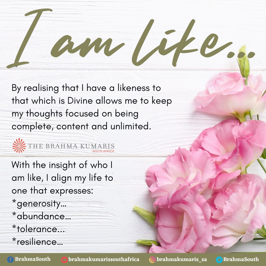 BrahmaSouth's tweet photo. Thought for the day: I am like…
#brahmakumaris #SouthAfrica #Iamlike #thoughts #mindfulness #like #happy #follow https://t.co/09K5iXxXNs
