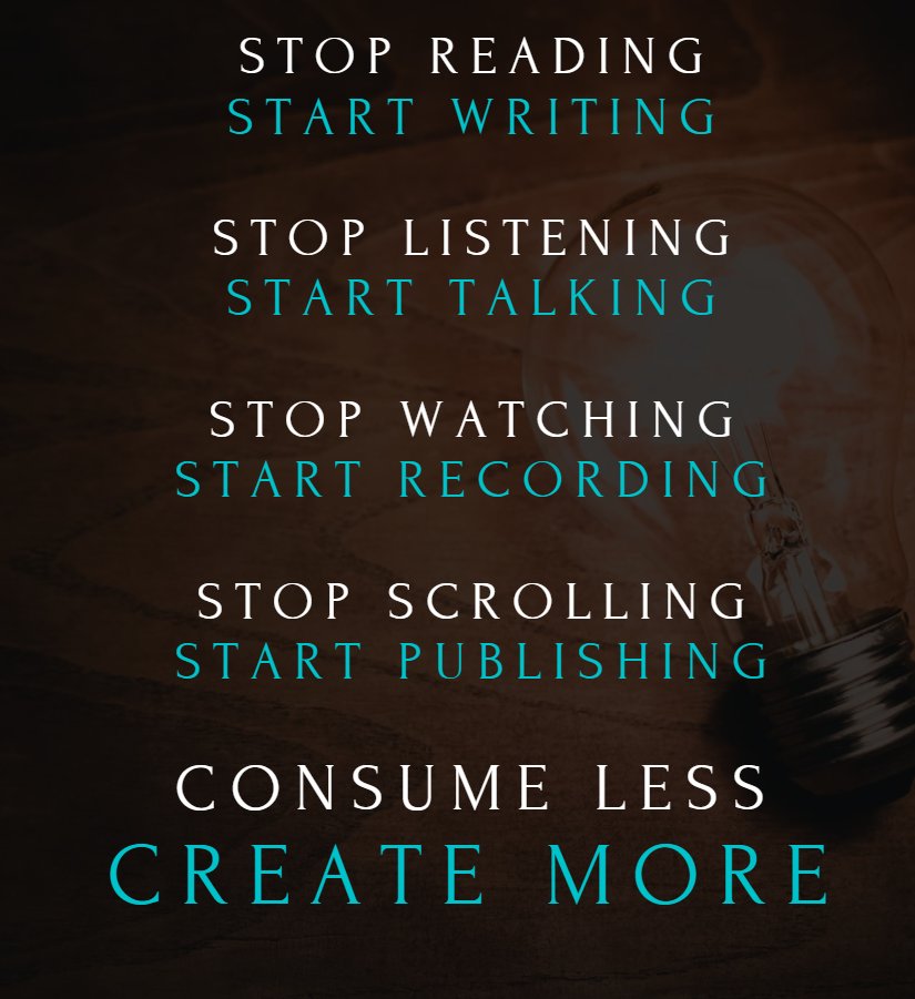 Most people passively consume life.

They:

Read, but never write.
Scroll, but never post.
Listen, but never think.

They consume, consume, consume...

And then wonder why they feel so empty.

Truth is:

You can't consume your way to fulfillment.

It can only be created.