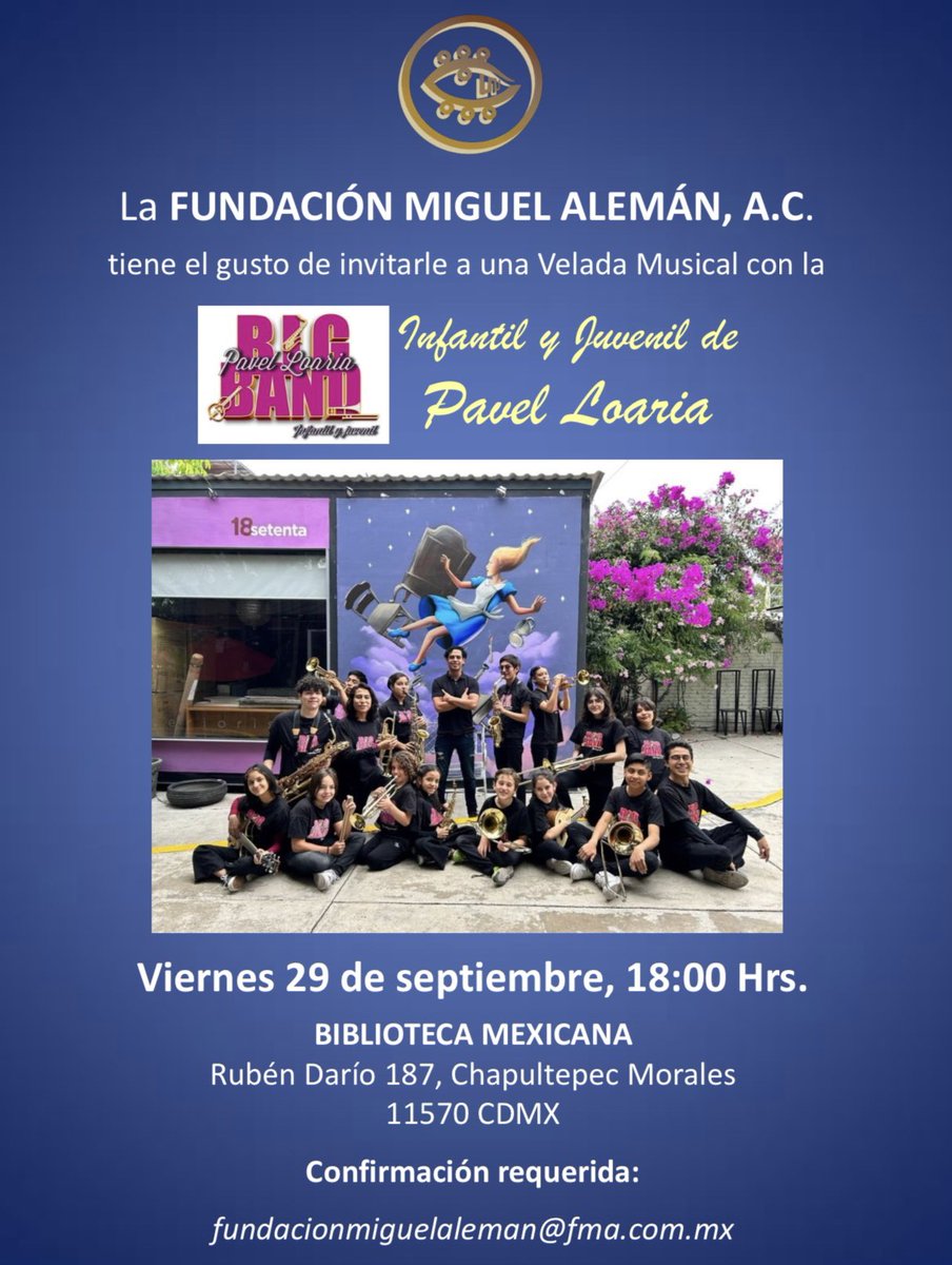 La primera Big Band Infantil y juvenil de México en #FundacionMiguelAleman 
#PavelLoariaBigBand