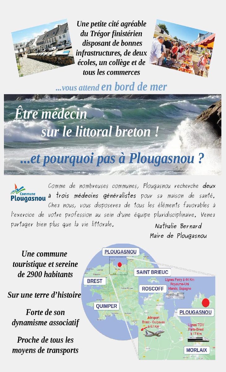 LaurenePC's tweet photo. Devenir médecin généraliste à Plougasnou et pourquoi pas ? #plougasnou https://t.co/DCTmAXWQJp