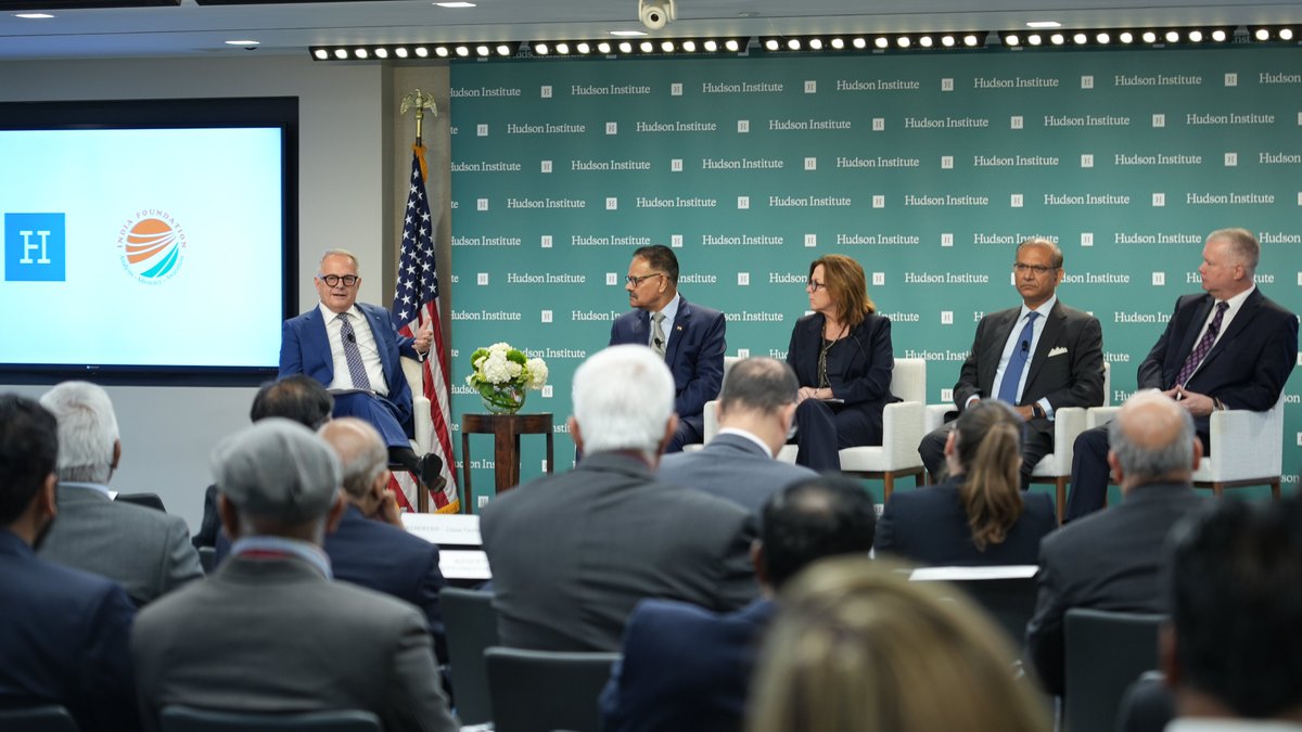 HudsonInstitute's tweet photo. Hudson Japan Chair @KenWeinstein discusses urgent issues facing the US-India relationship with Senior VP of @Boeing Stephen Biegun, Vice Admiral (Ret.) @shekhar19541, MP @jayantsinha, and Senior Fellow Nadia Schadlow. 🇺🇸🇮🇳

Watch live: https://t.co/gU1kftjWvP https://t.co/VXjLTKWoPj