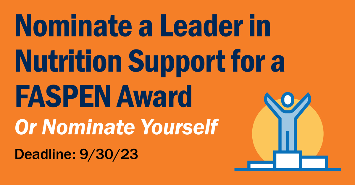 LAST CALL! Apply or nominate a colleague for the 2024 Class of ASPEN Fellows! Learn more about the FASPEN designation and apply by Saturday, September 30. nutritioncare.org/FASPEN/

#ASPENFellows #nutritionresearch #nutritionsupport