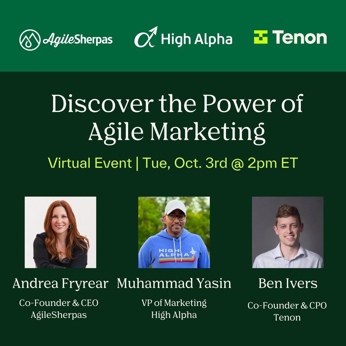 Join us for a game-changing webinar to revolutionize your marketing approach with Agile! 

🗓️ October 3rd ⏰ 2pm ET 📍 

Don't wait – secure your spot now: hubs.li/Q023QJFj0

#AgileMarketing #Webinar #MarketingTransformation