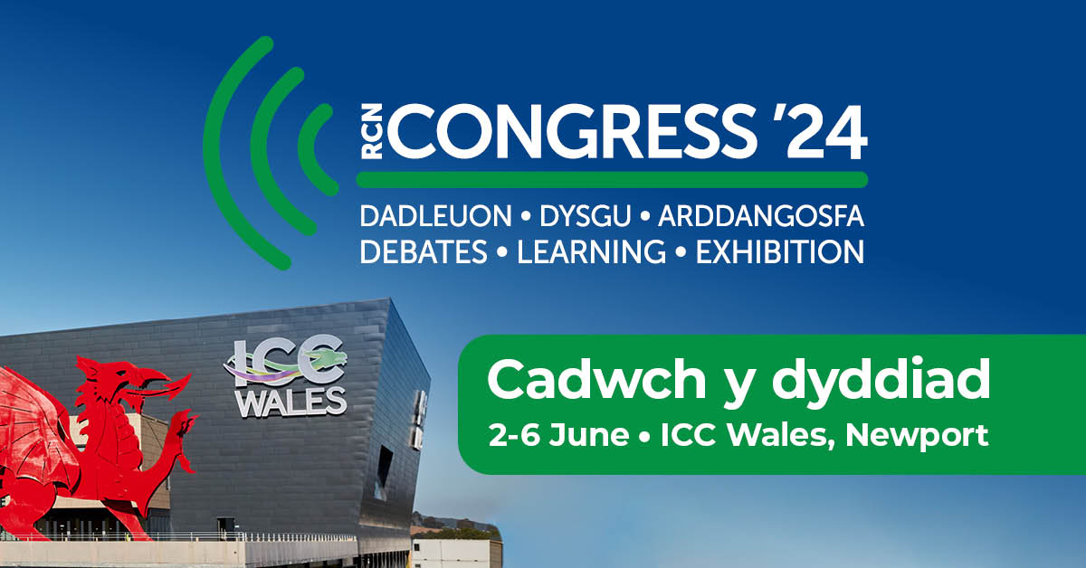 RCNWales's tweet image. Congress 2024 is coming to Newport! Save the date: 2-6 June.

Visit our Congress website for more information about the event, how to submit an agenda item or an idea for the learning and wellbeing programme and applying for a voting place: rcn.org.uk/congress

#RCN24