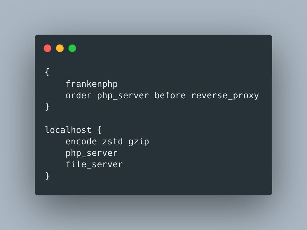 dunglas's tweet image. New simplified configuration for #FrankenPHP: it&apos;s now all you need to start a production-grade #PHP server (automatic HTTPS, HTTP/3, Zstandard compression...), powered by @caddyserver.

github.com/dunglas/franke…