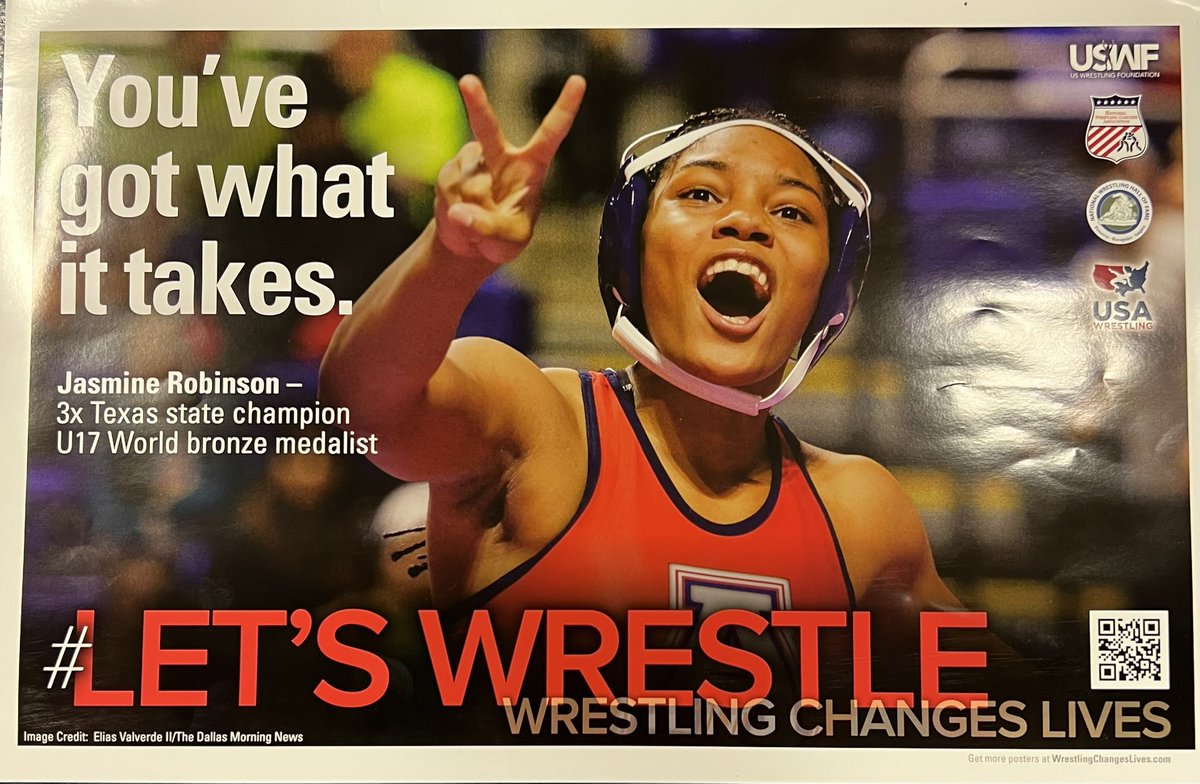 Check it out! #AllenWrestling’s Jasmine Robinson on one of @USAWrestling’s posters (sent to schools/coaches around the nation!) #EaglePride #Proud #AllenEagles