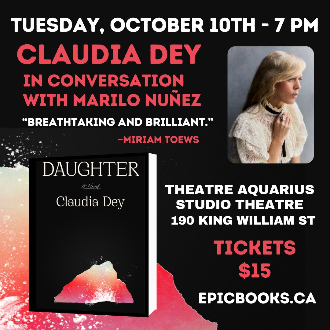 We're under two weeks away from our event with Claudia Dey at @theatreaquarius Have you got your tickets yet? Claudia Dey in conversation with Marilo Nuñez - Tues. Oct 10th @ 7 PM. Tickets: loom.ly/j6VoRNk @lockestshops @dwntwnhambia @barton_village