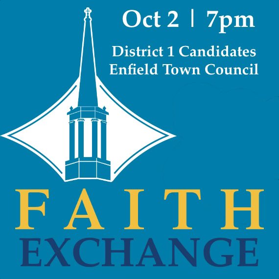 tgregorygray's tweet photo. The next event in our Faith Exchange series is this Monday. Our community leaders invited for this conversation are the candidates for the 1st district of Enfield Town Council: incumbent, Ken Nelson (R), and challenger, Emily Hulevitch (D). #EnfieldUCC #FX #LoveLouder https://t.co/JTY3yq6NwK