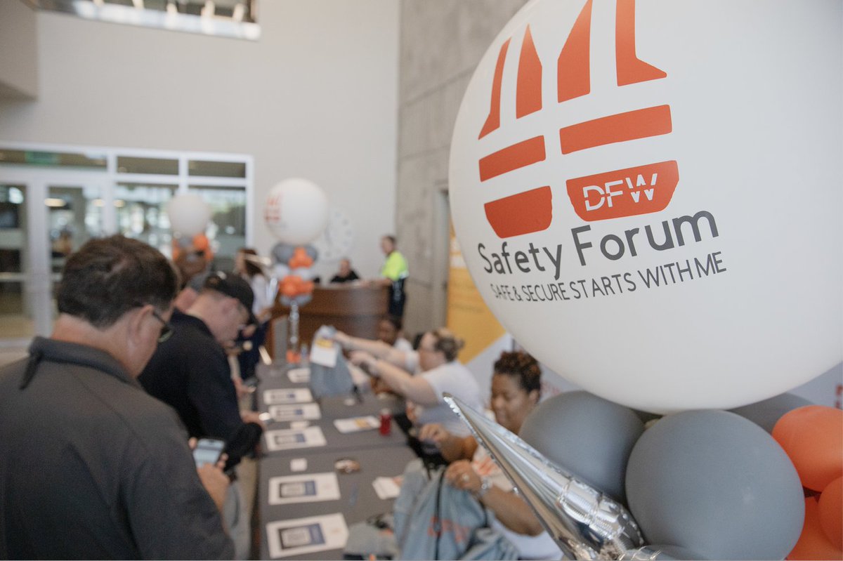 DFWAirport's tweet photo. The safety of our customers, staff, and partners is ALWAYS our top priority at DFW. This week we held our first-ever DFW Airport Safety Forum, bringing together our #OneDFW team, safety exhibitors & vendors, and speakers to share the importance of maintaining safety standards. π https://t.co/hXYSGUDsT0