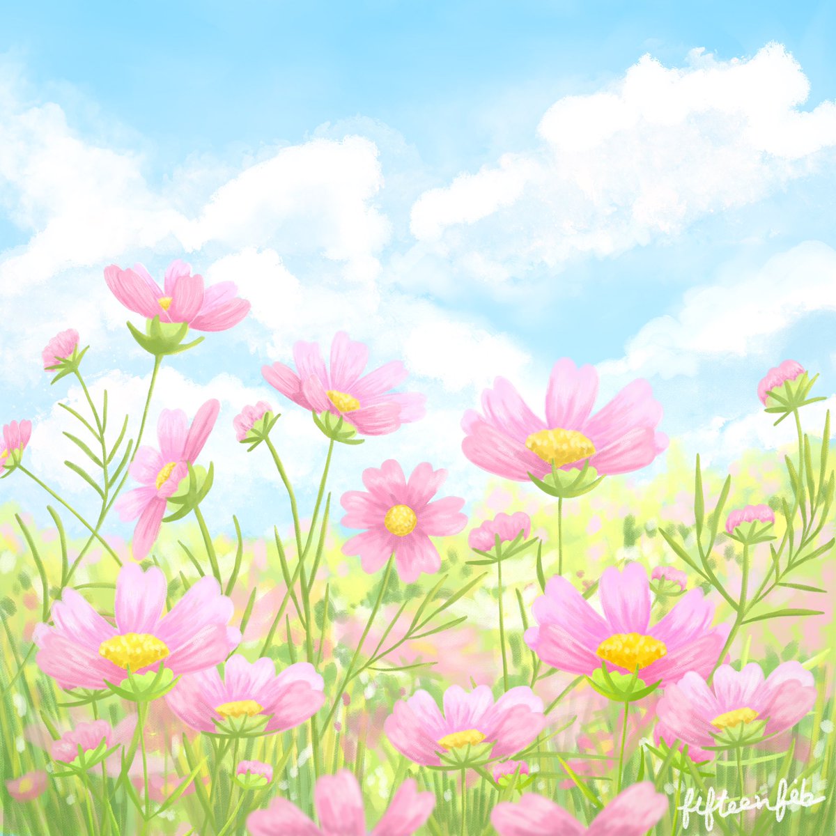 fifteenfeb_'s tweet photo. QT your flower art 🌸🌼🌿🩵 https://t.co/Mr1poeC7Bg