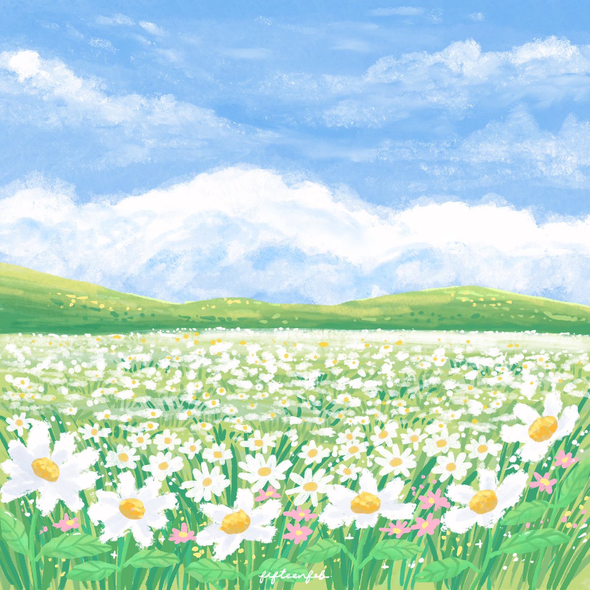 fifteenfeb_'s tweet photo. QT your flower art 🌸🌼🌿🩵 https://t.co/Mr1poeC7Bg