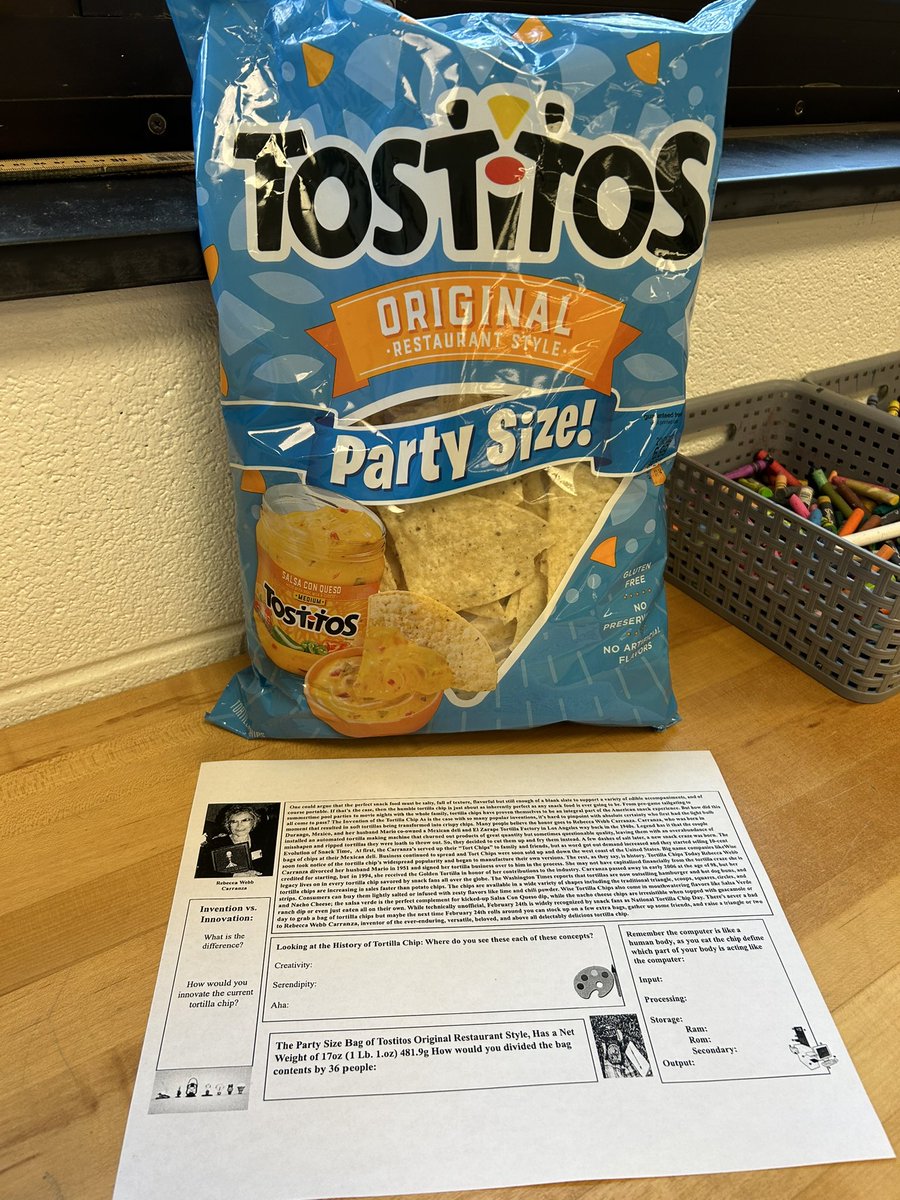 Computer Science students learned about the invention of the Tortilla Chip as an activity for Hispanic Heritage Month!  The Tortilla Chip capture sheet focused on concepts like: invention, innovation, problem solving, and computing. @AlisonSerinoWMS <a href="/MCPS/">MCPS</a>