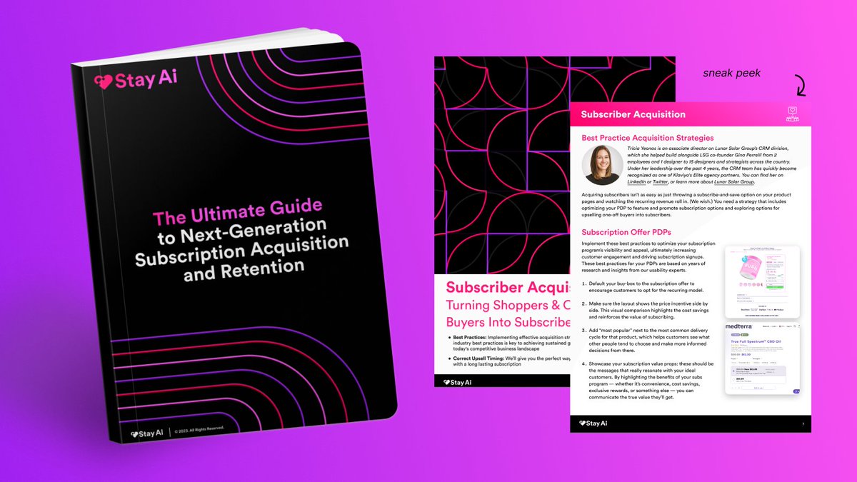 Your ebook/guide queen is BAAACK! 🎉 Stoked to drop 'The Ultimate Guide to Next-Generation Subscription & Retention' - packed with actionable strategies for subscriber acquisition, customer retention, and combating churn. This bad boy features industry experts, including: