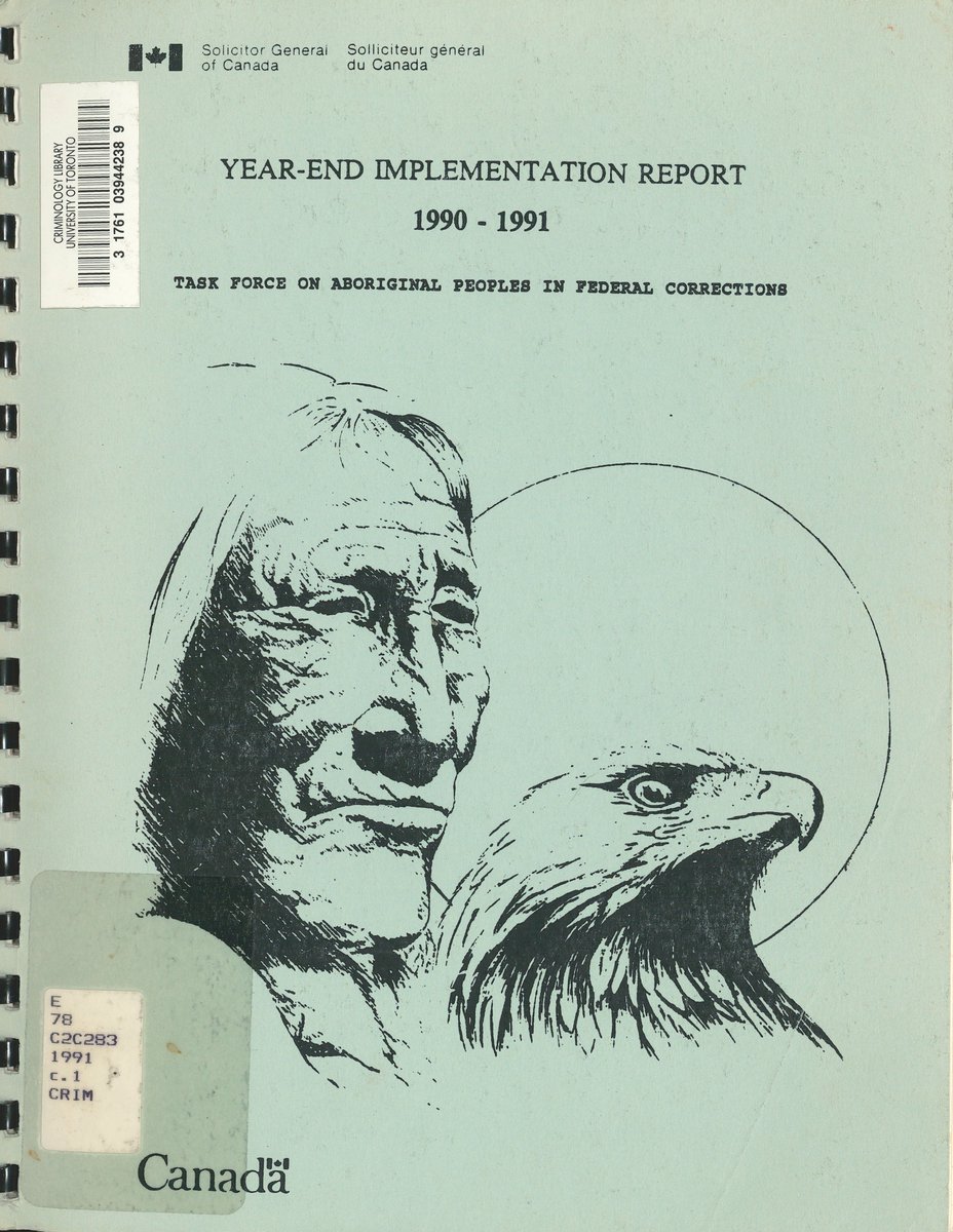 CrimLib's tweet photo. 1/6 The #crimlib holds material on the historical and ongoing overincarceration of Indigenous people, which is linked to the colonial criminal justice system, and the forced loss of language, culture and familial ties, caused by residential school and the foster care system. https://t.co/016vssdphV
