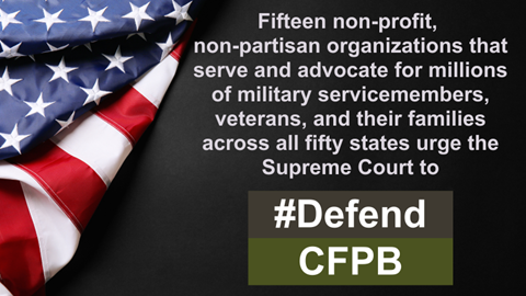ConsumerFed's tweet photo. The @CFPB is a crucial partner for servicemembers, veterans and their families, but the payday lending industry is jeopardizing their financial readiness through a partisan attack on the Bureau. @RealBankReform https://t.co/P8Figb53x7