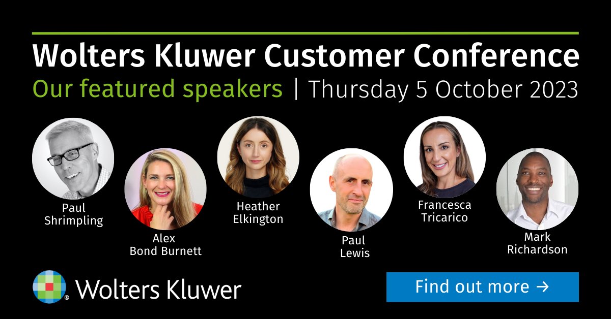 wolterskluweruk's tweet photo. We're thrilled that our first #CustomerConference boasts this illustrious lineup of speakers!
@shrimpers, @alexbondburnett, Heather Elkington, Paul Lewis, @FTricarico, and World Championships and Olympic medallist @Ricco400 all feature!
Find out more: https://t.co/9T2aPjal0j https://t.co/kzgS5XWDzm