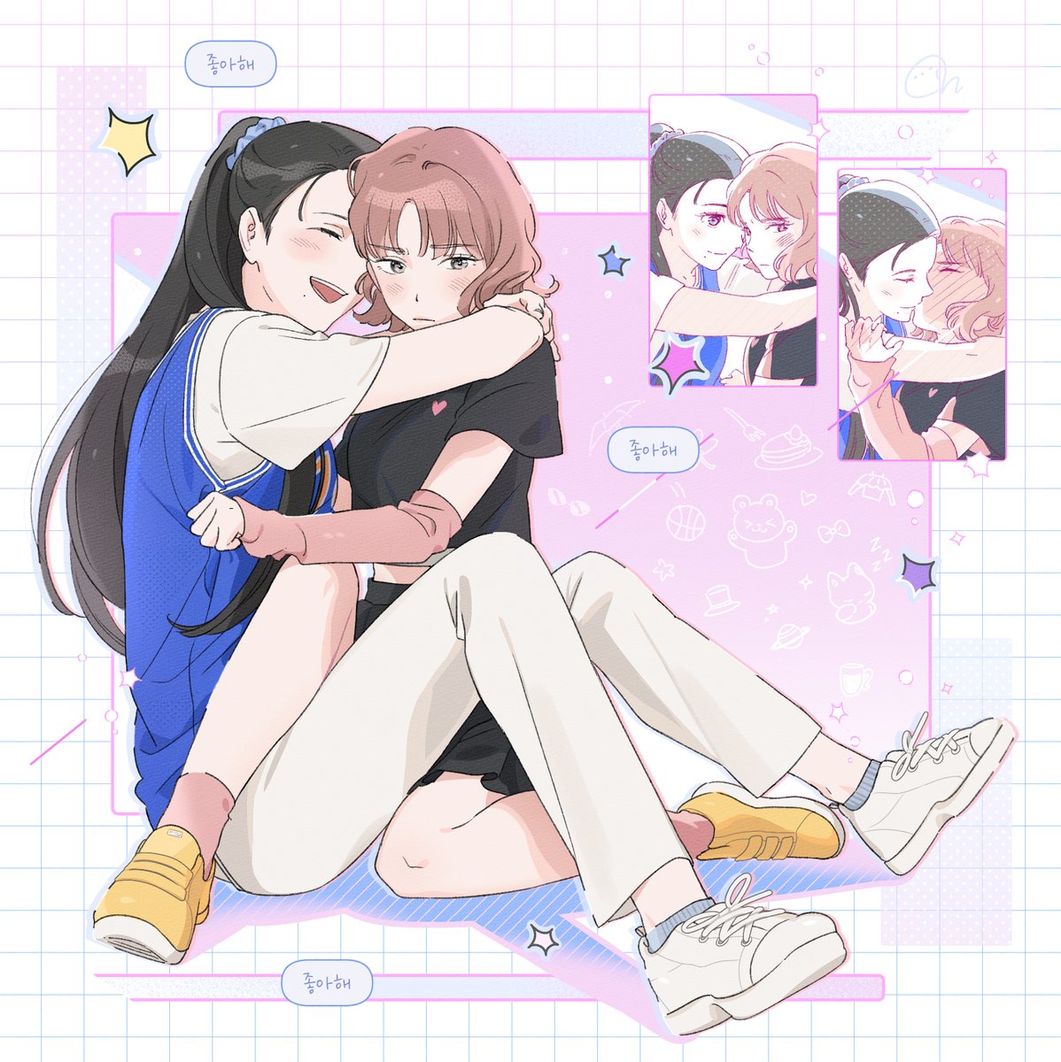 청초한 스포츠여성 x 화려한 외톨이여성 #gl