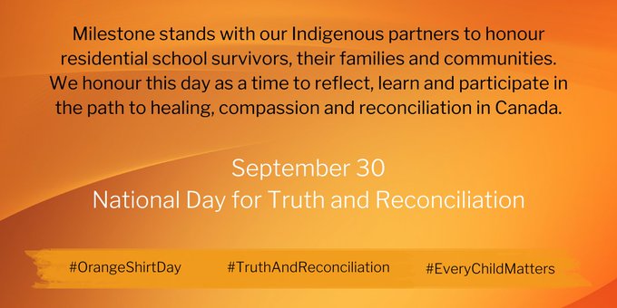We stand with our Indigenous partners as we reflect, learn, and participate in the path to healing and reconciliation. On September 30th at 2:15pm a moment of silence will be observed to honour residential school survivors, their families, and communities. #TruthAndReconciliation