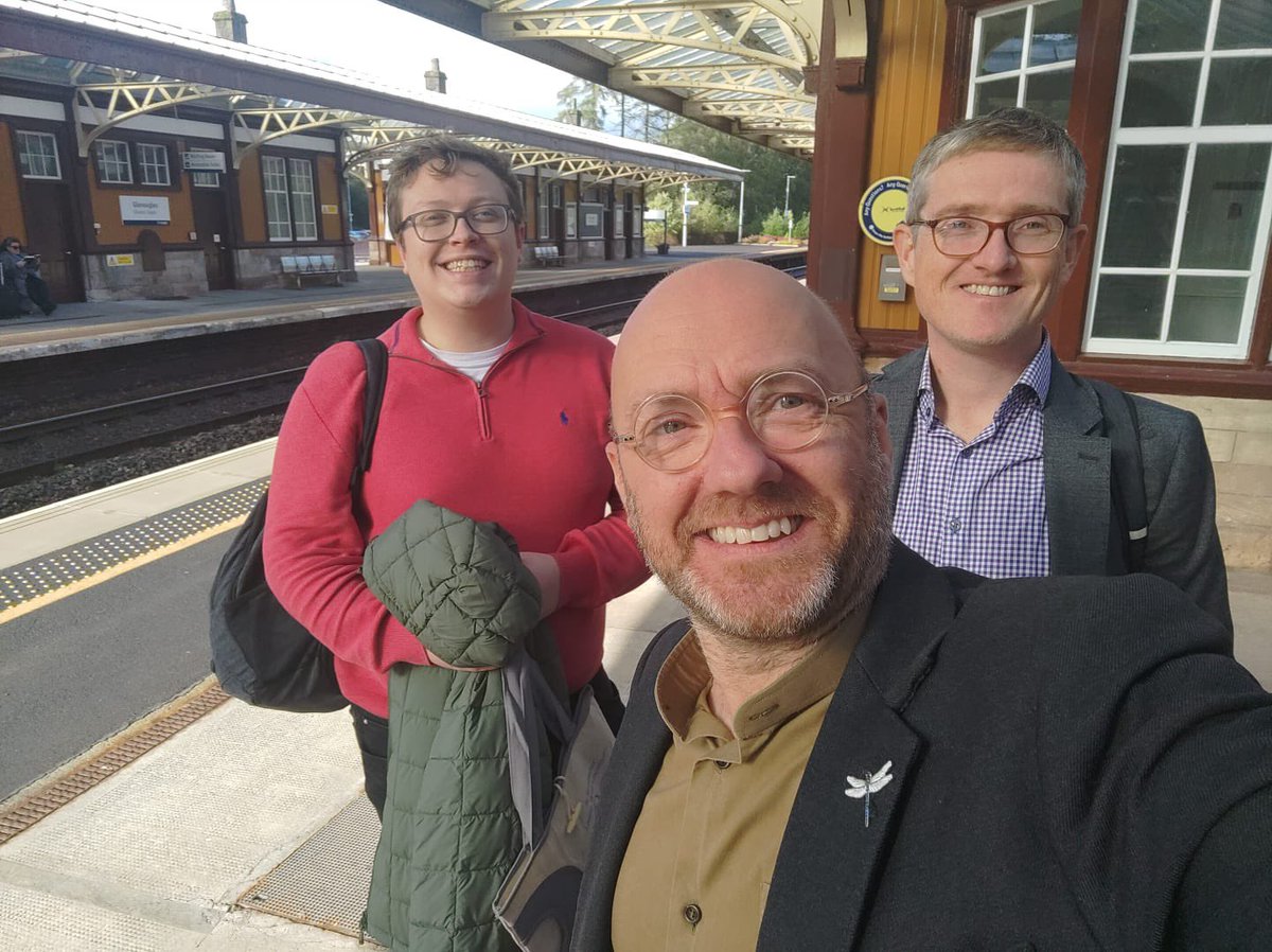 blairanderson35's tweet photo. 💚 The Green delegation up in Crieff for #COSLA23 Convention (plus @AlysGreens!)

🚆 From Monday - thanks to #GreensInGovernment - we’re scrapping peak fares on Scotland’s railways

🎟️ That means our return tickets from Glasgow to Gleneagles would be £18 instead of £30! https://t.co/KhmyqWrnx7