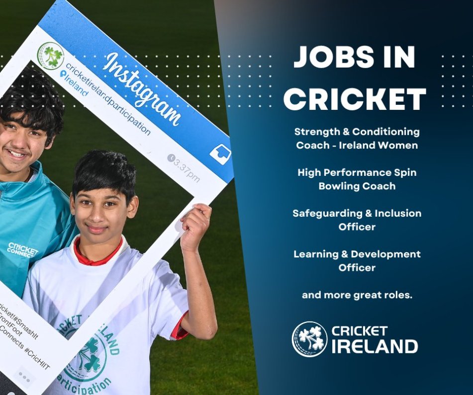 🏏 WE ARE HIRING Come and join the team. The Cricket Ireland Participation Team have two roles currently open. ➡️ Learning & Development Officer ➡️ Safeguarding & Inclusion Officer Check out the job specs 👉 bit.ly/2l1pO3i #jobseekers #jobfairy #jobsinsport