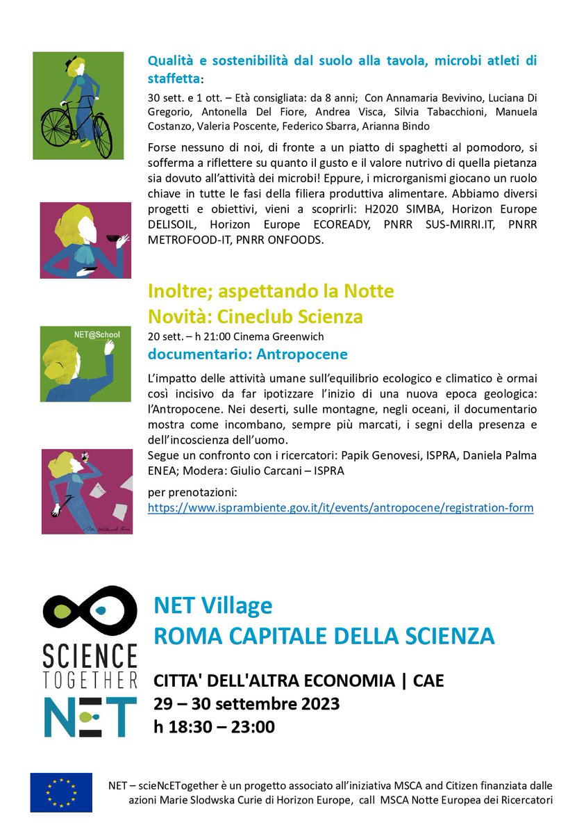 ENEAOfficial's tweet photo. ✨ #NotteEuropeadeiRicercatori a 📍 a #Roma oggi dalle 18:30 a @altraeconomia - CAE (zona Testaccio), nell’ambito del progetto NET - scieNcE Together, al quale aderiscono diversi enti pubblici di ricerca e università.

#progettoNET #ERN2023 

Programma 👇 https://t.co/EoPfIYCNWx