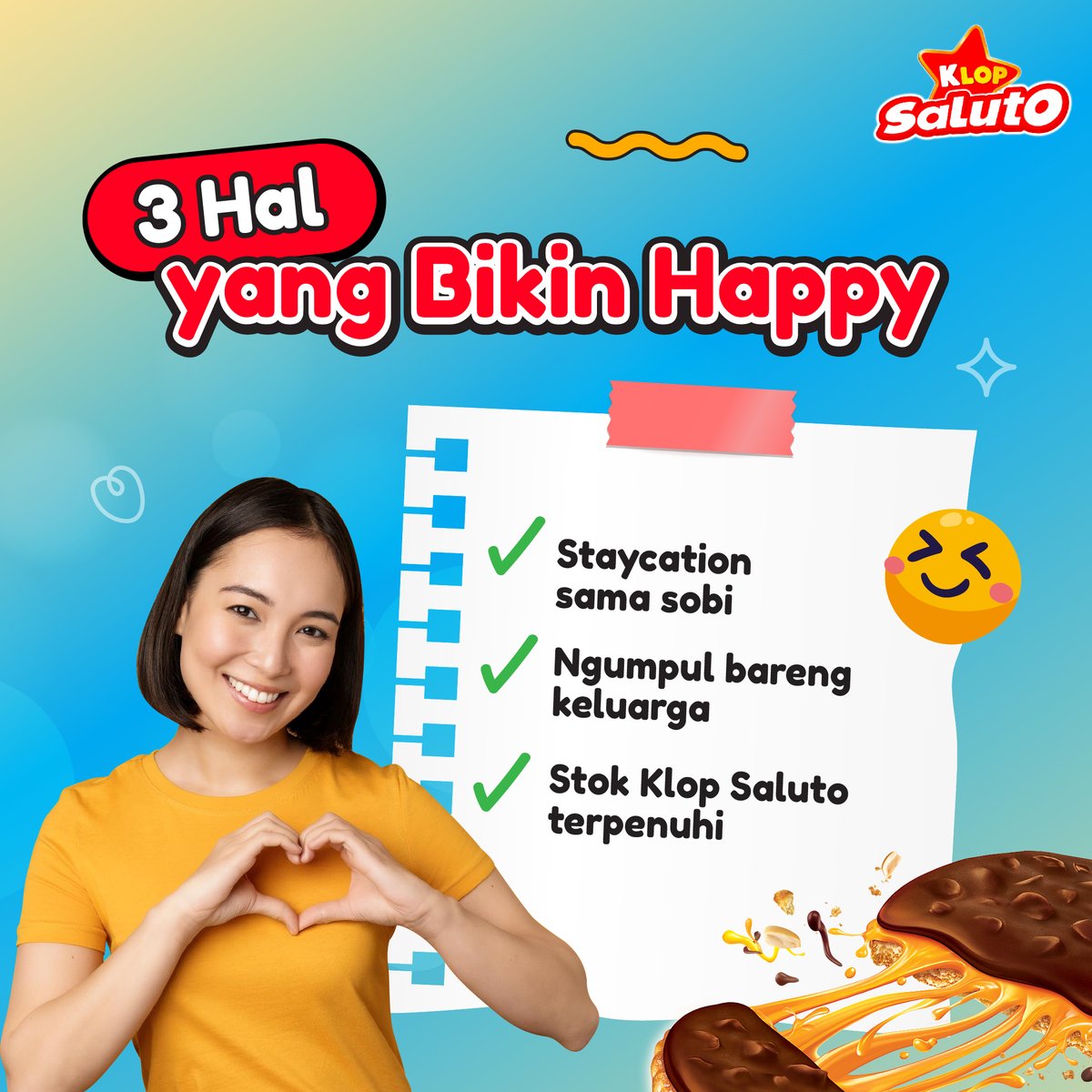 Klopbiscuit's tweet photo. Dari semua hal yang bisa bikin happy, tiga hal diatas adalah yang paling diinginkan!

Apalagi poin terakhir tentang dapetin Klop Saluto gratis sampai memenuhi stok, siapa yang bisa nolak? 😆

#KLOP #KLOPBiscuit #KLOPSaluto #GaBisaStop #AsyikinBarengKlop #CaraAsikMakanKlopSaluto https://t.co/9ge39RrzzJ