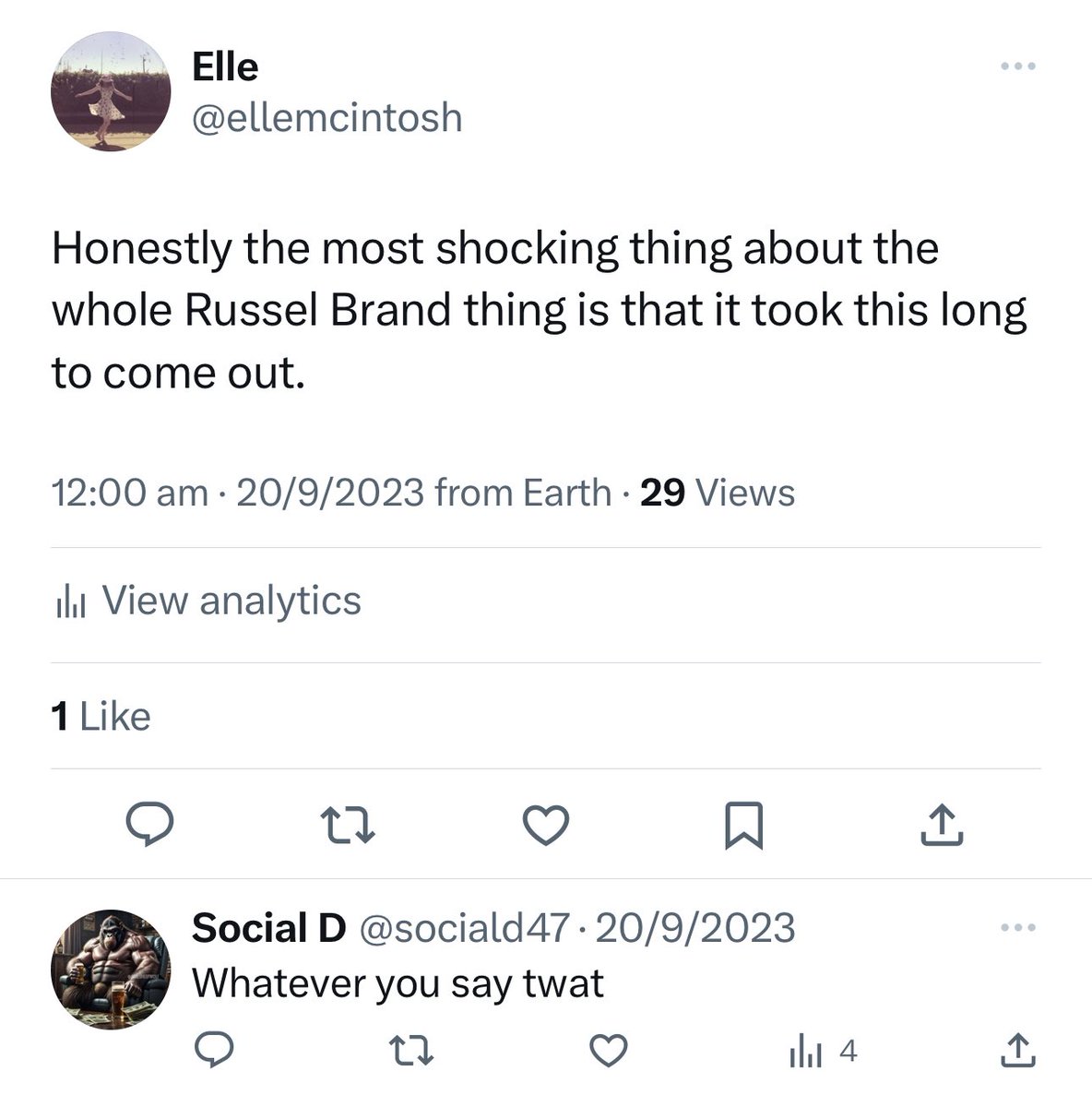 ellemcintosh's tweet photo. I think this was meant to hurt my feelings lol. Jks on them, first X hid it so I never got a notification, second this person doesn’t eat sugar so I don’t trust their judgment. https://t.co/tkB0qQZoMy