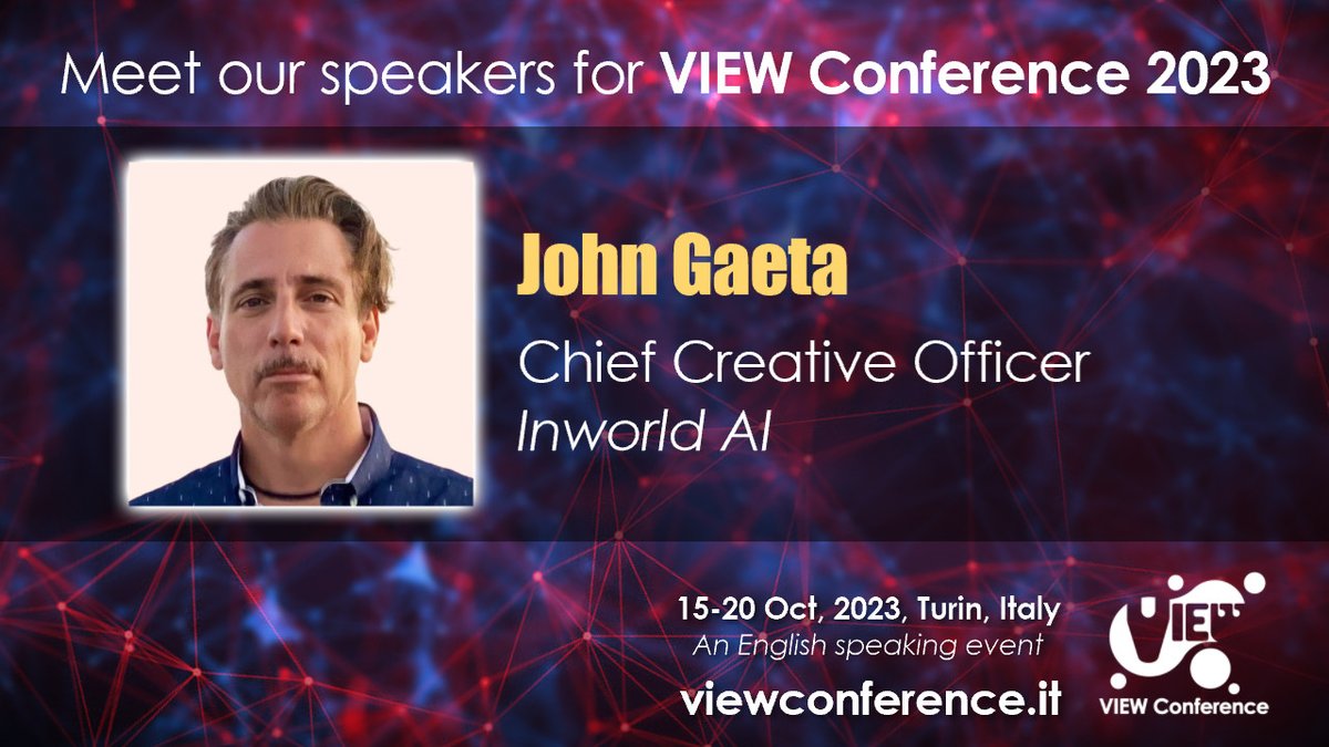 Fede_Gari's tweet image. 💥@daltwisney_jg (@inworld_ai) will Talk at @ViewConference 2023:

💫#AI #Character Workshop &amp;amp; Inworld.ai💫
❗October 16th at 16:00 - 17:30 CET ❗

🎟️Join us!
viewconference.it/pages/registra…

✨“The Future We Want”
#viewconference 2023
#Italy 15-20 Oct

@to_megutierrez