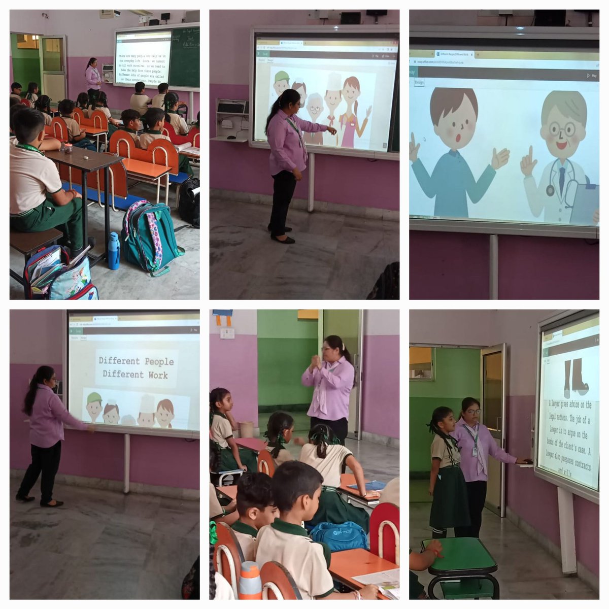 ReemaKalra5's tweet photo. Different people different work activity was done in grade ll -A .This was EVS activity related the ch-9 and cover the SDGs no.1,2,8 . Moral values and English subjects were also included in this. Students play the role of different helpers and enjoyed the Kahoot and Sway a lot. https://t.co/n40FUMZV8I