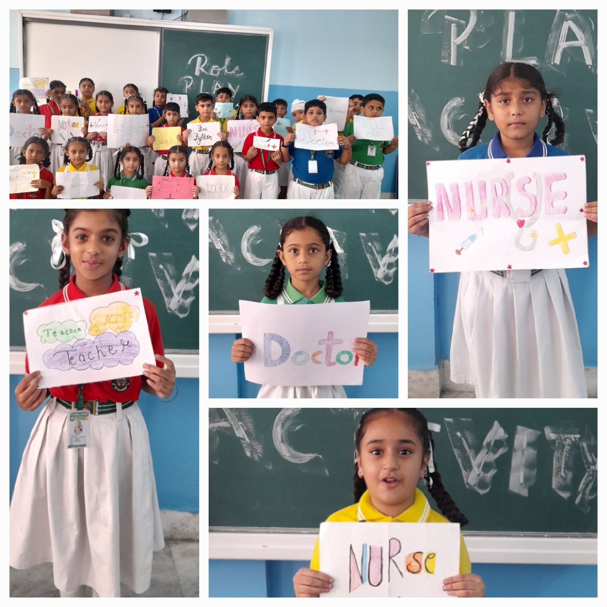 ReemaKalra5's tweet photo. Different people different work activity was done in grade ll -A .This was EVS activity related the ch-9 and cover the SDGs no.1,2,8 . Moral values and English subjects were also included in this. Students play the role of different helpers and enjoyed the Kahoot and Sway a lot. https://t.co/n40FUMZV8I