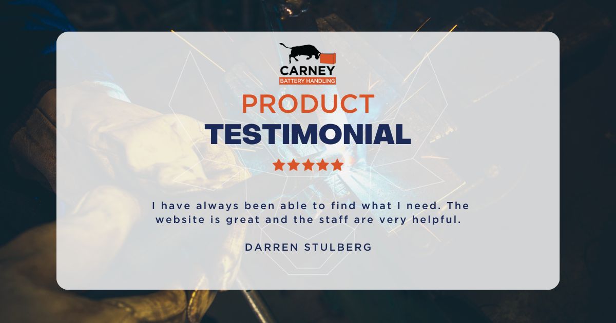The best result in our pursuit to improve products and services is reading positive reviews from devoted customers. Here's what Darren had to say about our website and services. #carneybatteryhandling #googlereview #customersatisfaction