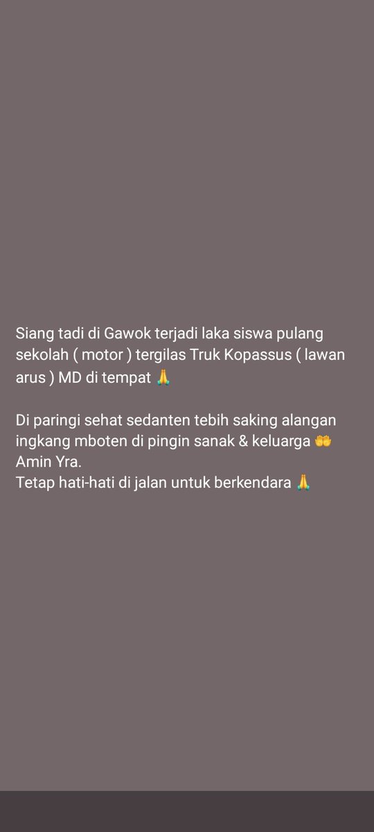 Tolong Truk Kopassus perlu di perhatikan untuk kecepatan di jalan membahayakan sekitarnya. Terimakasih
#kopassus #tentara <a href="/KOPASSUS_id/">KOPASSUS INDONESIA</a> <a href="/MafiaWasit/">Komisi Wasit</a> #sukoharjo #gawok #jawatengah