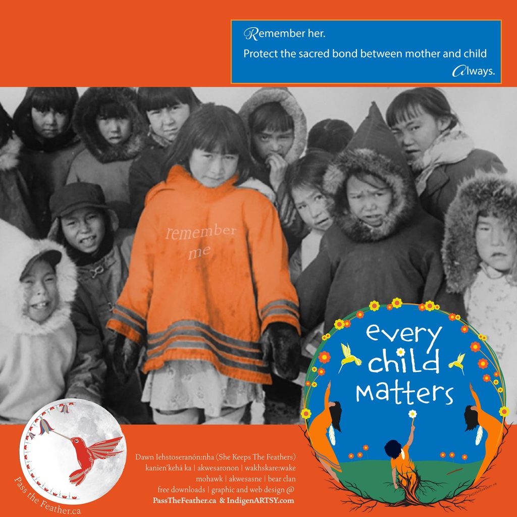 Good morning. Remember Her. Every day. September 30th is National Day for Truth and Reconciliation. If you didn't have a cemetery at your school, stay grateful and compassionate.

passthefeather.ca
indigenousartscollective.org