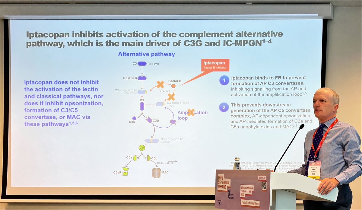 C3GN industry sponsored symposium: @profnickwebb describes the adult phase 2 data on #iptacopan 200mg BDfor 12 months in native C3GN and post transplant disease recurrence #ESPNeph23 @BAPNnephrology @IPNA_PedNeph @ASPNeph