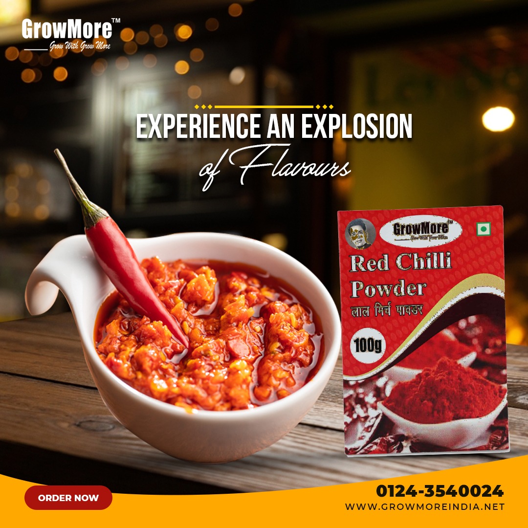 GrowMore_Ind's tweet image. Spice up your culinary journey with the fiery excellence of #GrowMore #RedChilliPowder. Elevate your dishes with our premium, handpicked #redchillies, meticulously ground for maximum flavor. Discover the essence of true taste!

#lalmirch #lalmirchi #redchilli #chilli