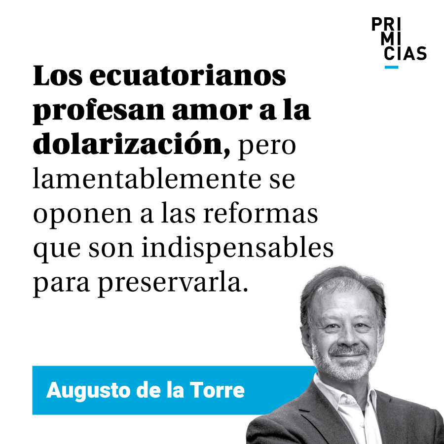 Primicias's tweet photo. 'Escasez de dólares lícitos y el futuro de la dolarización'. Lea el análisis de Augusto de la Torre, columnista invitado. https://t.co/19z9qja2oS https://t.co/pHLMuaaKF7
