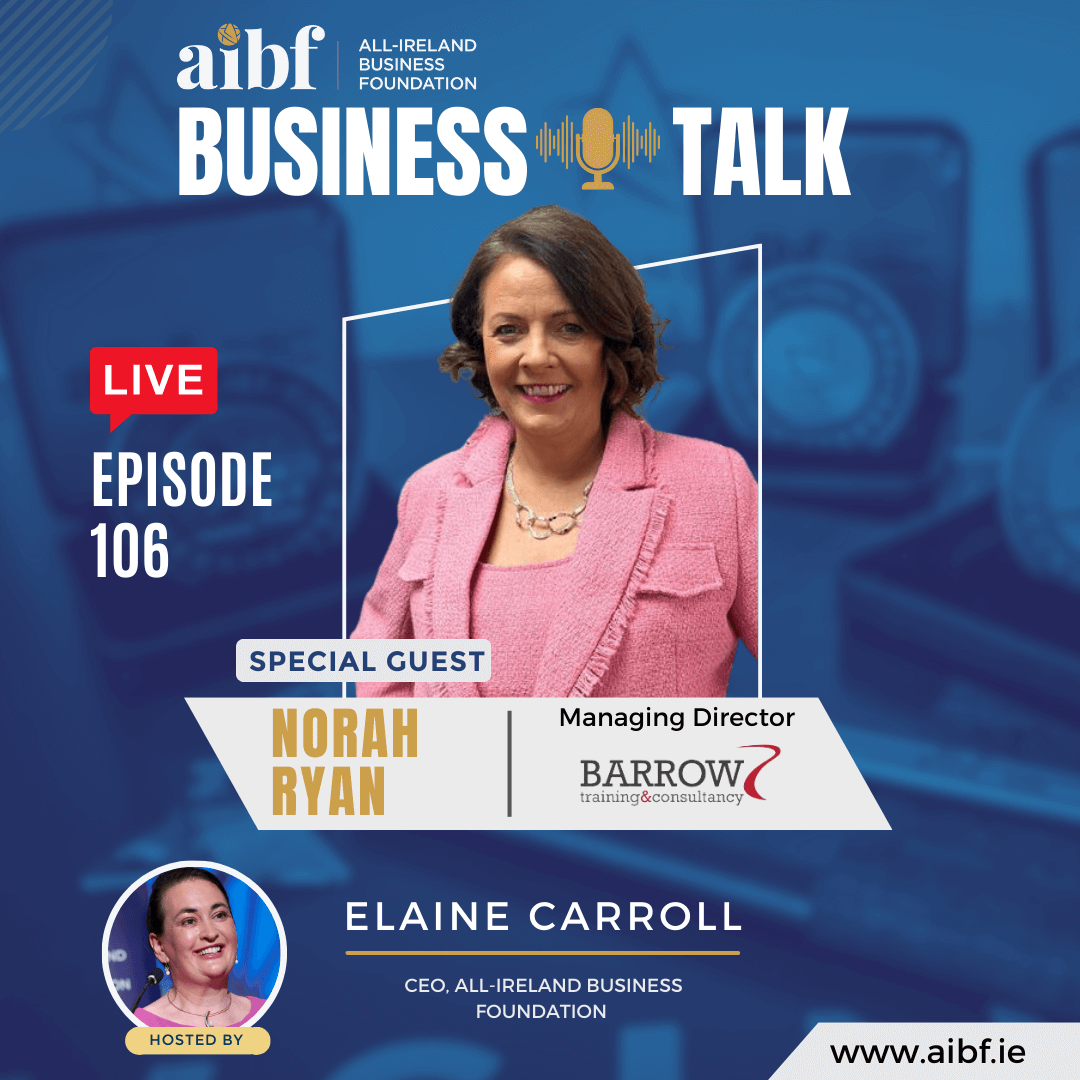 🎙️ Norah Ryan: From Employee to Entrepreneur

In this week's AIBF Business Talk Podcast, we explore the captivating journey of Norah Ryan, the driving force behind Barrow Training &amp; Consultancy. 🚀

Tune in now: shorturl.at/hjFV3

#BusinessAllStars #LeadershipJourney
