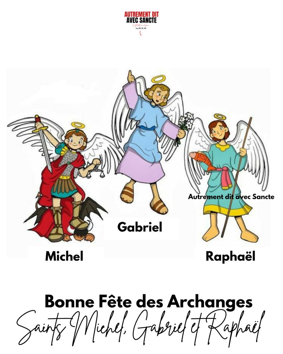 Chers #Sancti, 

Bonne fête des Archanges saints Michel, Gabriel et Raphaël à tous ceux et celles qui croient en l'action des anges, ces esprits célestes qui nous accompagnent.  

#ADAS #Sancte #LeMaîtreEnABesoin #Archanges #SaintMichel #SaintGabriel #SaintRaphael #PriezPourNous