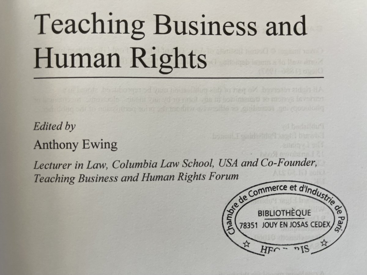 CharlesAutheman's tweet photo. 📖 The "Teaching Business &amp; Human Rights" guide has just arrived at the @HECParis library. This valuable resource will help interested students (and educators) increase their understanding of this broad and complex issue. #BHR #TeachBHR 

@AnthonyEwing @elgarpublis
@HECKnowledge https://t.co/jhutgwcbHf