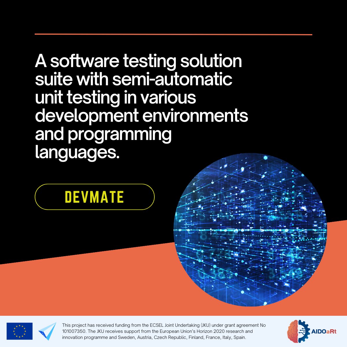 aidoart's tweet image. ⚙️ #devmate can assist with testing #CPS at design time by parsing their #sourcecode and producing tests based on #blackboxtesting enriched with #AItechniques, to help find test cases and test values.