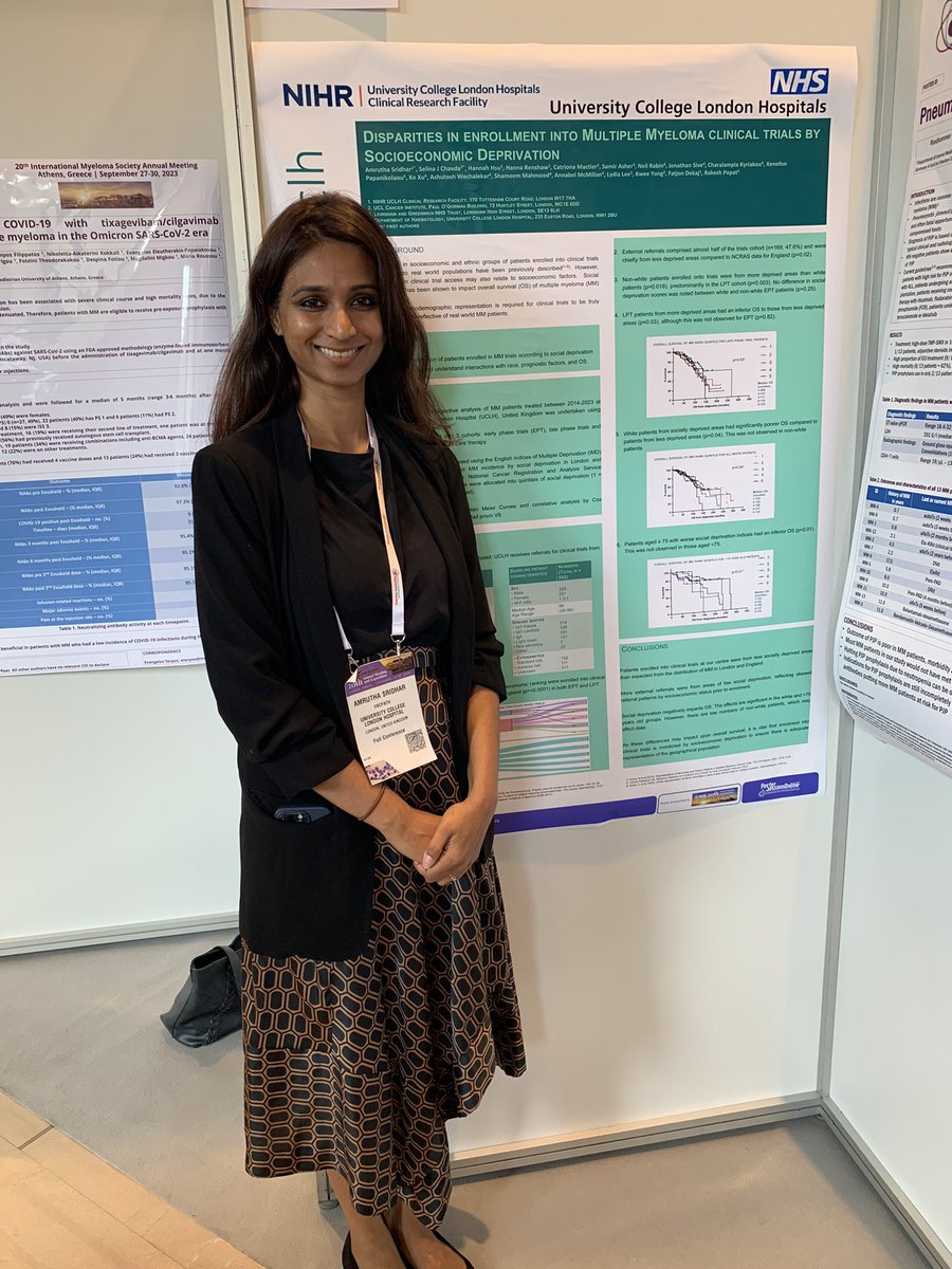 Rakesh Popat (@drrakeshpopat) on Twitter photo Patients from lower socioeconomic class are less likely to be enrolled into myeloma clinical trials.
Something we need to fix if trials are to be representative of the populations we serve.
Poster by <a href="/AmruthaSridhar/">Amrutha Sridhar</a> <a href="/SelinaChavda/">Selina Chavda</a> <a href="/uclh/">UCLH</a> <a href="/UCLHresearch/">NIHR UCLH Biomedical Research Centre</a> #IMS23 Patients from lower socioeconomic class are less likely to be enrolled into myeloma clinical trials.
Something we need to fix if trials are to be representative of the populations we serve.
Poster by <a href="/AmruthaSridhar/">Amrutha Sridhar</a> <a href="/SelinaChavda/">Selina Chavda</a> <a href="/uclh/">UCLH</a> <a href="/UCLHresearch/">NIHR UCLH Biomedical Research Centre</a> #IMS23
