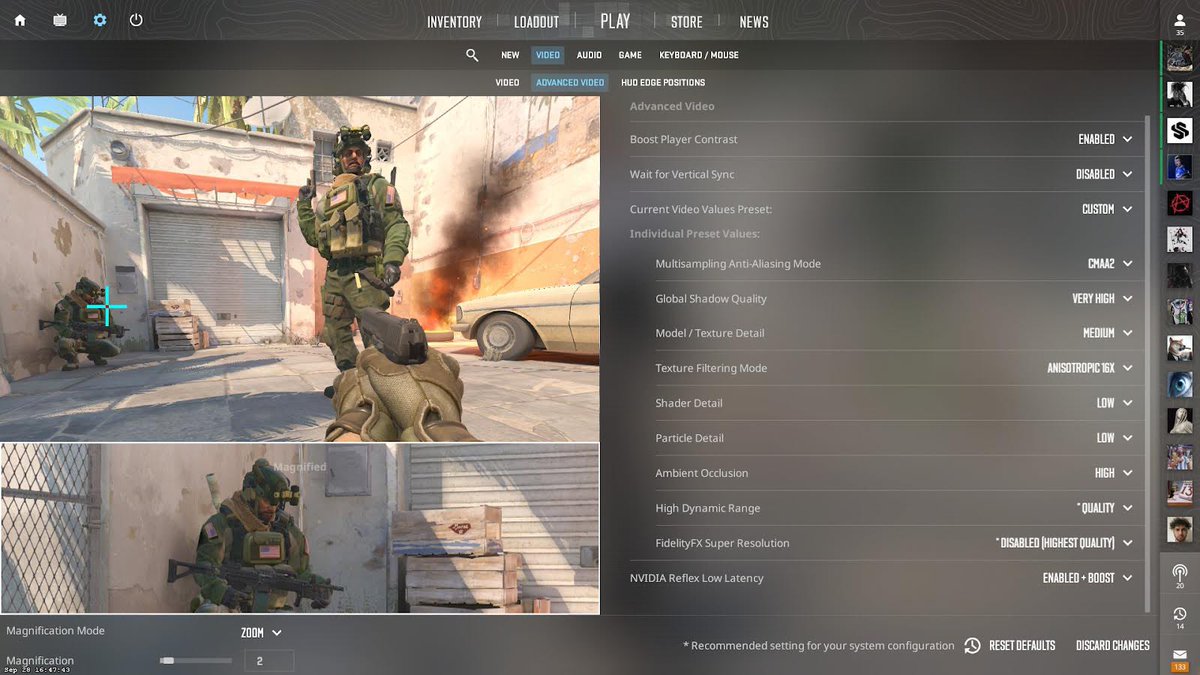 ropz's tweet image. These are my current video settings after playing yesterday.