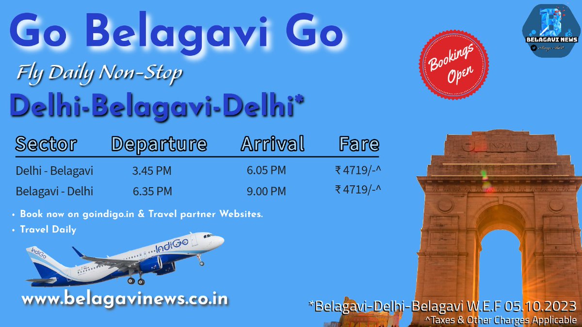 And the coundown begins...
5 days to go 
#Belagavi to #Delhi by <a href="/IndiGo6E/">IndiGo</a>

<a href="/BelagaviRailway/">BelagaviRailway 🇮🇳</a> <a href="/allaboutbelgaum/">All About Belgaum | Belagavi News</a> <a href="/RajeshMauryaIIT/">Rajesh Kumar Maurya</a> <a href="/Hulikavishri/">SHRIDHAR R HULIKAVI (ಶ್ರೀಧರ ರಾ ಹುಲಿಕವಿ)</a>