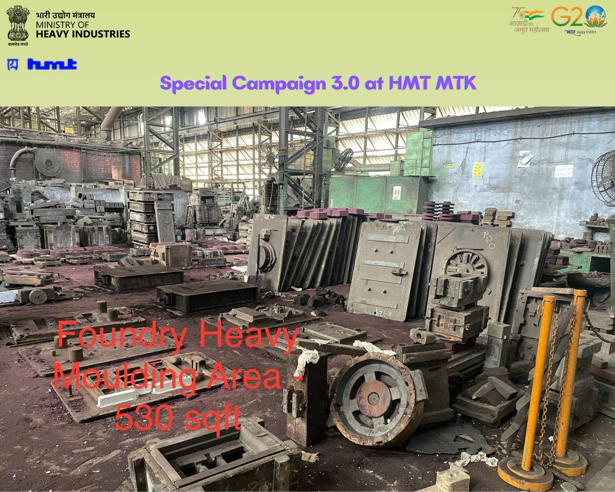 HMTLtd's tweet photo. Foundry Heavy Moulding area identified for cleaning during the preparatory phase. #Specialcampaign3 #Swachhatacampaign #swachhatahiseva
@MHI_GoI @DARPG_GoI @mygovindia
@vijaymittal4 https://t.co/Ovcin8yWhd