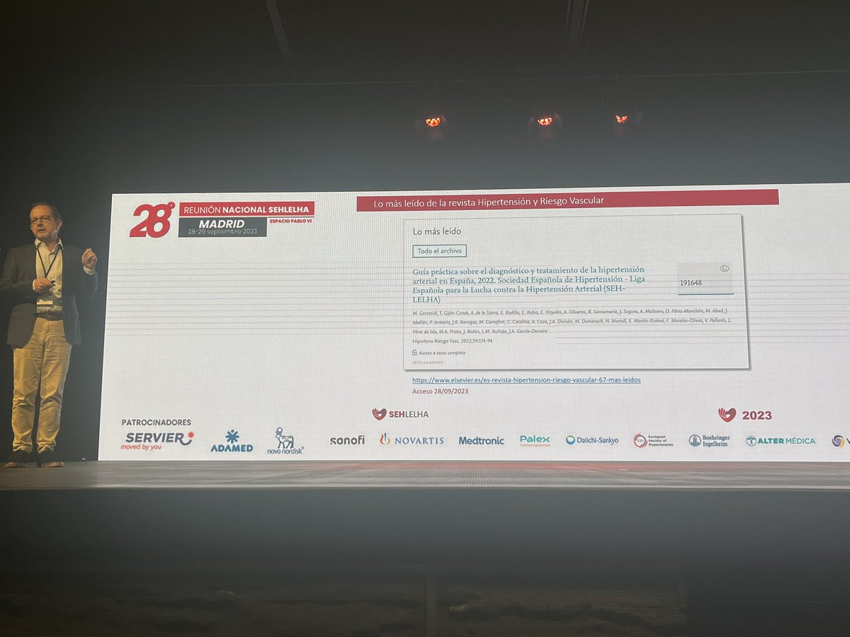 <a href="/SEHLELHA140_90/">SEH-LELHA</a> #sehlelha23 las guías de hta españolas el artículo más leído en la historia de la revista hipertensión. Enhorabuena <a href="/ManuelGorostidi/">Manuel Gorostidi</a> <a href="/TGijonConde/">Teresa Gijon Conde</a> <a href="/juliansegura25/">Julian Segura</a>