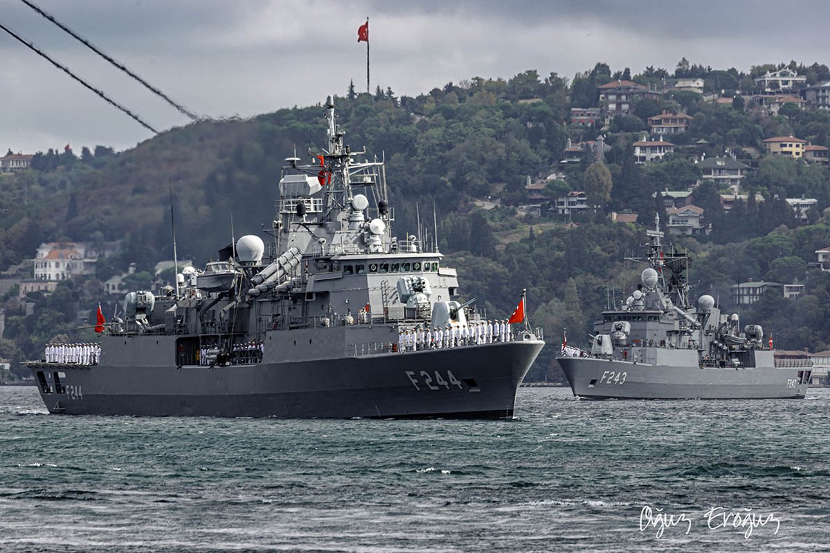 OguzEroguz1's tweet photo. #TurkishNavy's #MEKO200TN Track IIA #BarbarosClass #frigate #TCGBarbaros #F244 #DenizlereHakimOlanCihanaHakimOlur &amp; #YavuzClass #TCGYıldırım #F243 #ÇağdaşSavaşçı #PrevezeDenizZaferi #DenizKuvvetleriGünü https://t.co/ojoZ1Q5oDh