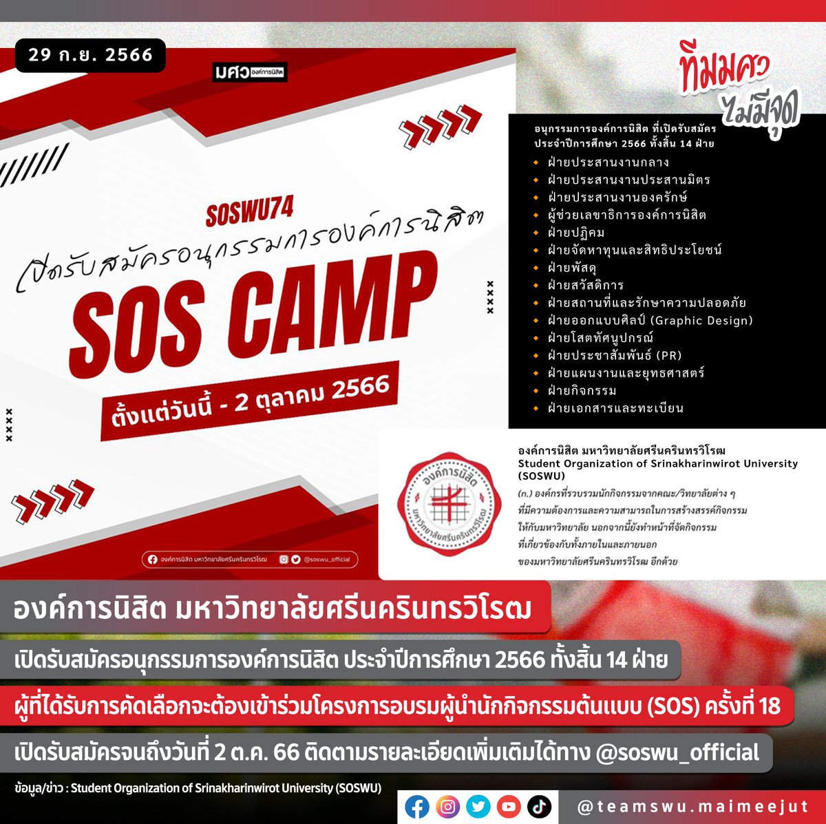 swu_maimeejut's tweet photo. āļāļāļāđāļāļēāļĢāļāļīāļŠāļīāļ āļĄāļŦāļēāļ§āļīāļāļĒāļēāļĨāļąāļĒāļĻāļĢāļĩāļāļāļĢāļīāļāļāļĢāļ§āļīāđāļĢāļ
āđāļāļīāļāļĢāļąāļāļŠāļĄāļąāļāļĢāļāļāļļāļāļĢāļĢāļĄāļāļēāļĢāļāļāļāđāļāļēāļĢāļāļīāļŠāļīāļ āļāļĢāļ°āļāļģāļāļĩāļāļēāļĢāļĻāļķāļāļĐāļē 2566 āļāļąāđāļāļŠāļīāđāļ 14 āļāđāļēāļĒ
āļāļđāđāļāļĩāđāđāļāđāļĢāļąāļāļāļēāļĢāļāļąāļāđāļĨāļ·āļāļāļāļ°āļāđāļāļāđāļāđāļēāļĢāđāļ§āļĄāđāļāļĢāļāļāļēāļĢāļāļāļĢāļĄāļāļđāđāļāļģāļāļąāļāļāļīāļāļāļĢāļĢāļĄāļāđāļāđāļāļ (SOS) āļāļĢāļąāđāļāļāļĩāđ 18 āļĢāļąāļāļŠāļĄāļąāļāļĢāļāļāļāļķāļāļ§āļąāļāļāļĩāđ 2 āļ.āļ. 66
#SOSWU #PRSOSWU #SWU #āļĄāļĻāļ§ #āļĄāļĻāļ§āđāļĄāđāļĄāļĩāļāļļāļ #āļāļĩāļĄāļĄāļĻāļ§ https://t.co/uuRRO6Ause