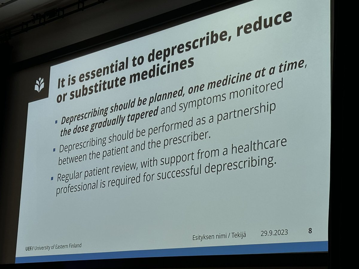 Sirpa Hartikainen reminds us about deprescribing falls risk inducing drugs (FRIDs) is hard work, best not give them in the first place! @GeriSoc #bgsconf #WFG @BrainGait @n_vandervelde @TashMasud