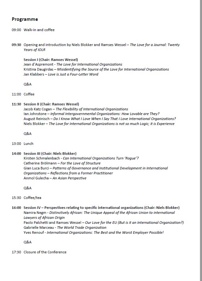 The International Organizations Law Review at 20.
Come join us at the "Anniversary Conference on
The Love for International Organizations."